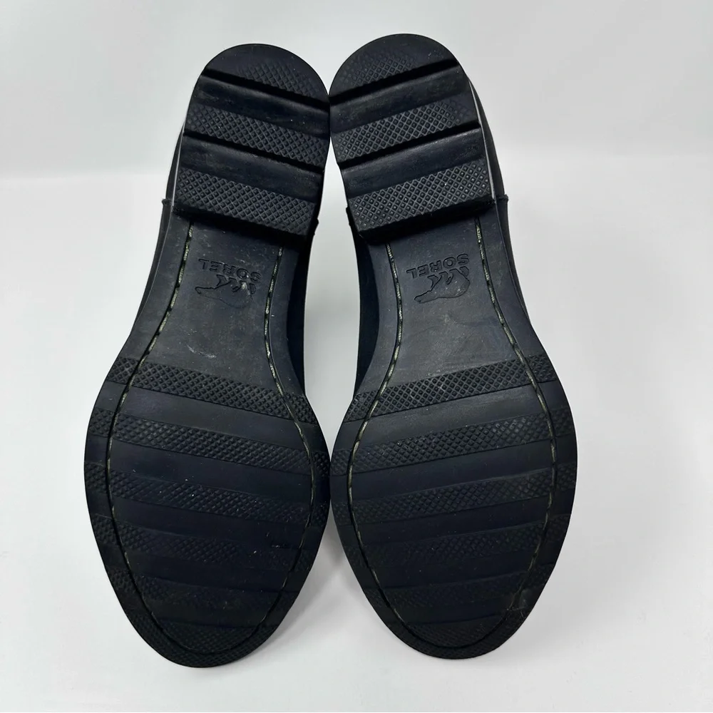 Sorel Danica Leather Side Zip Ankle Boots Black Size 8